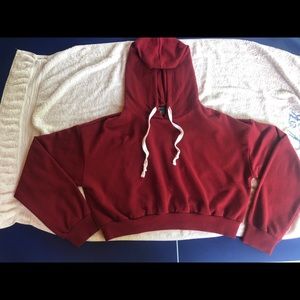 Forever 21- Dark Red Cropped Hoodie